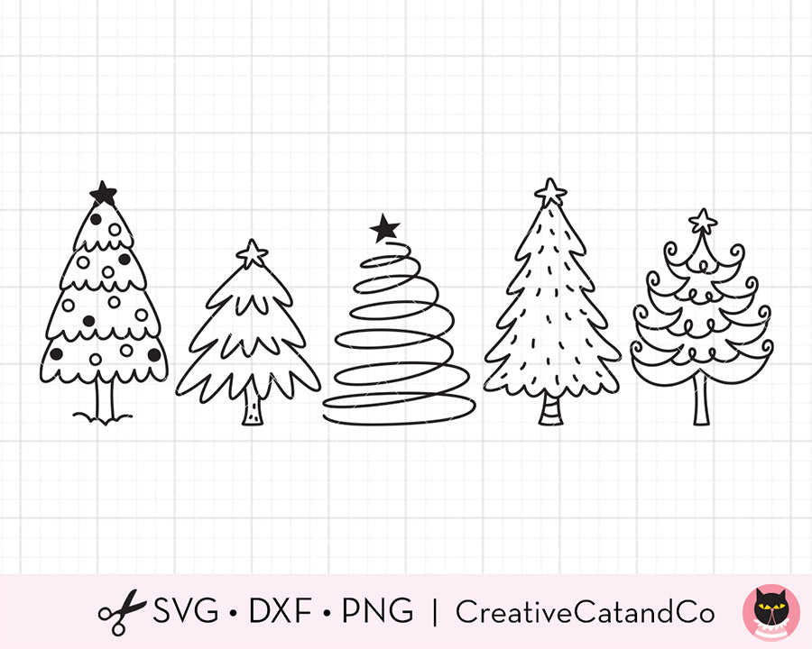 Hand Drawn Christmas Tree Doodles SVG